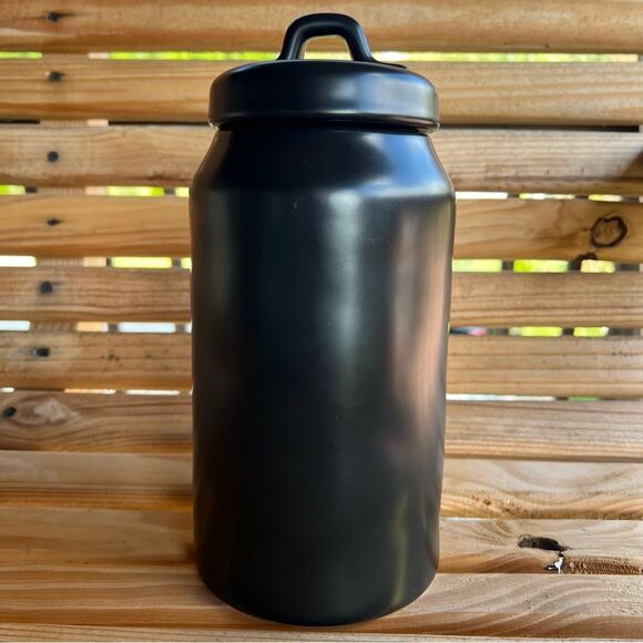 Rae Dunn SNACK Black Ceramic Canister with Lid | Cookie Jar - Picture 3 of 6